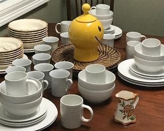 Pfaltzgraff dinnerware, McCoy Smiley Face cookie jar