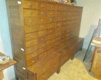 Oak card catalogue cabinet