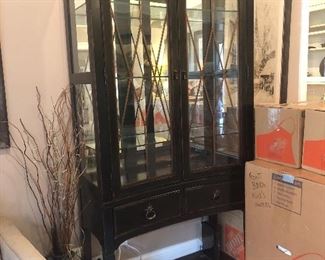 Traditional Black Breakfront China Cabinet