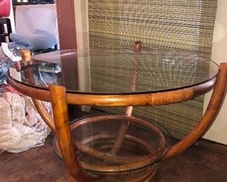 Bamboo glass top table 