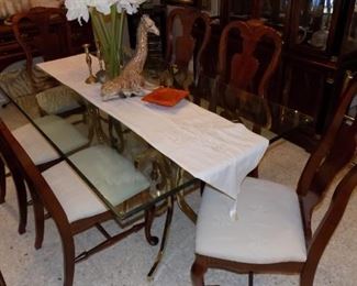 Brass/glass dining table...Bassett chairs