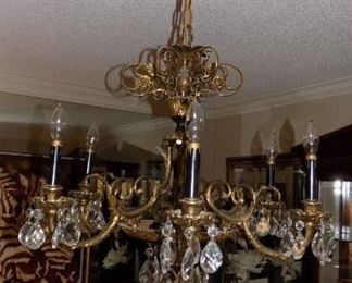 gorgeous vintage crystal/bronze chandelier