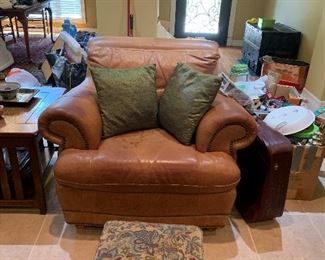 Leather chair.  We have two of these and they match the leather sofa too.