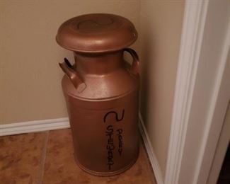 Milk Jug. The husband had a dairy. Really. I think it was Lazy S Dairy