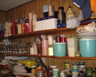 candles, Christmas glassware, picnic ware