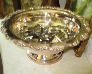 silver plate punch bowl and cups
