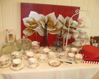 various cups and saucers