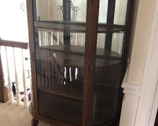 Antique Curved Glass Curio Cabinet