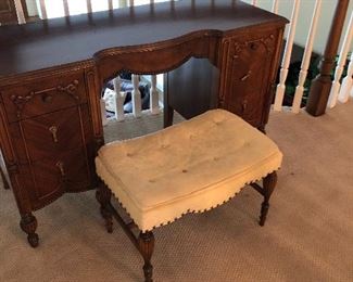 Vintage vanity table and stool