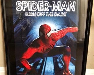 Broadway poster of Spiderman autographed by the cast.