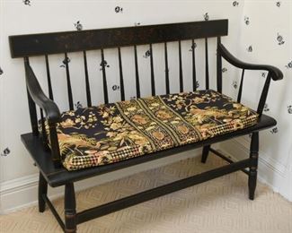 Black Spindle Bench with Cushion