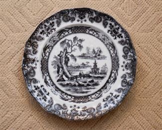 Black Transferware Plate