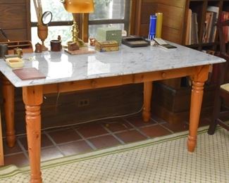 Pine Table with Marble Top