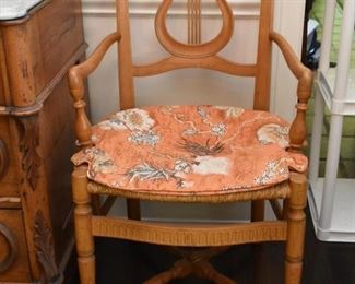 Vintage Arm Chairs with Harp Backs & Rush Seats