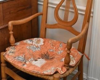 Vintage Arm Chairs with Harp Backs & Rush Seats