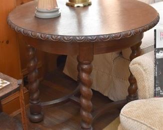 Antique Oak Occasional Table with Turned Legs 