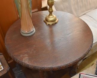 Antique Oak Occasional Table with Turned Legs 