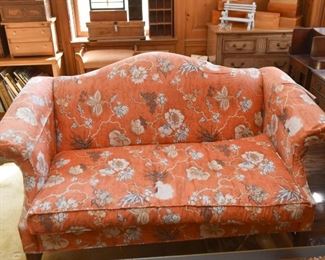 Vintage Camelback Sofa / Loveseat with Asian Inspired Upholstery