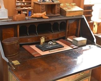 Antique / Vintage 4-Drawer Secretary with Inlaid Wood Accents