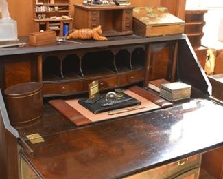 Antique / Vintage 4-Drawer Secretary with Inlaid Wood Accents 