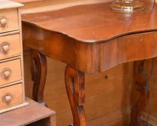 Antique Serpentine Writing Table with Drawer
