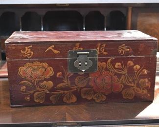 Asian Painted Wood Box 