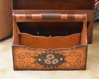 Vintage Painted Wooden Tote / Carrier