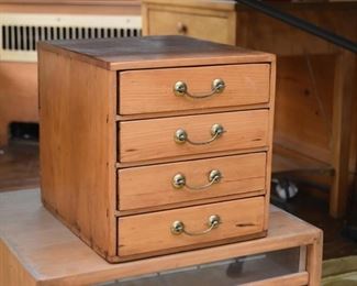 Primitive Wood Chest with Drawers 