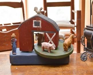 Wooden Folk Art Farm Carving / Toy