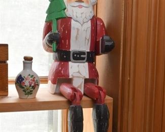 Wooden Santa Claus Shelf Sitter, Snuff Bottle