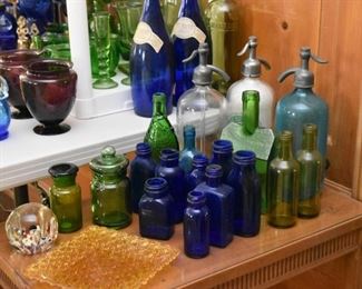 Vintage Colored Glass Bottles