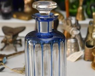 Vintage Cobalt Blue & Clear Glass Perfume Bottle