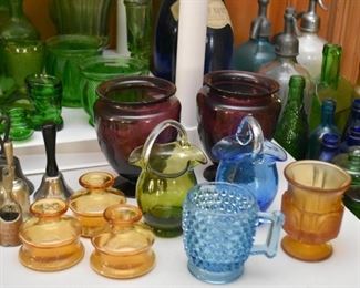 Various Vintage Colored Glass / Glassware