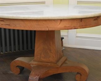 Antique Round Table with Marble Top 