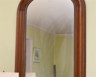 Antique Wood Framed Mirror with Arched Top
