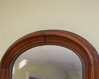 Antique Wood Framed Mirror with Arched Top