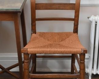 Antique Wooden Chair with Rush Seat
