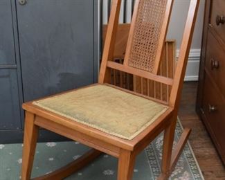 Vintage Rocking Chair with Cane Detail on Back