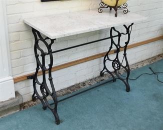 Console Table with Iron Base & Marble Top