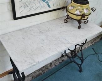 Console Table with Iron Base & Marble Top