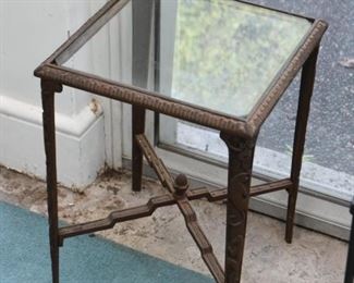 End Table with Iron Base & Glass Top 