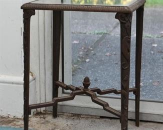 End Table with Iron Base & Glass Top 