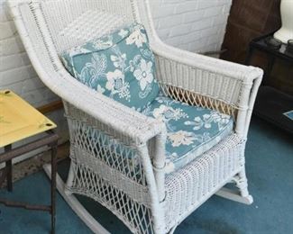 White Wicker Patio / Porch Furniture - Rocking Chair