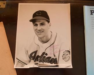 Sports Memorabilia - Autographed Baseball Photograph, Lou Boudreau