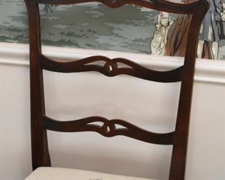 Wood Side Chair with Needlepoint Seat