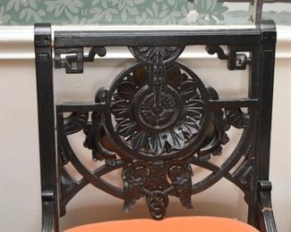 Wood Carved Side Chair with Upholstered Seat