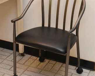 Pair of Metal Chairs on Casters