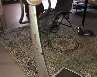 Power Plate exercise system and wool area rug