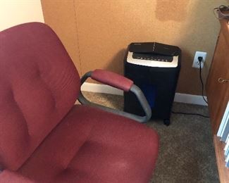 office chair and shredder