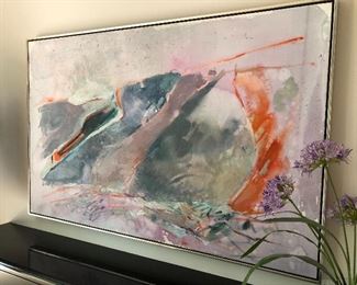 Large framed acrylic